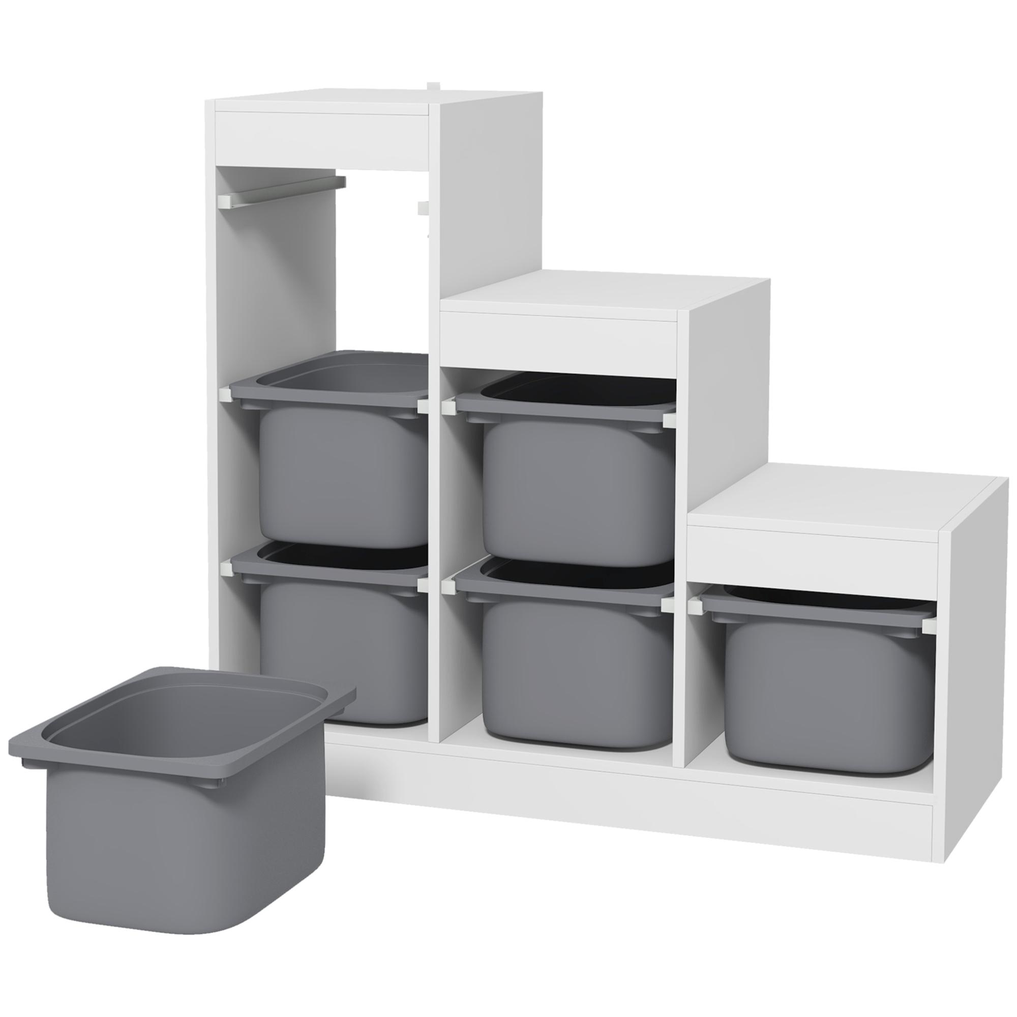 Organisateur de rangement pour jouets à trois niveaux avec bacs amovibles pour enfants, pour les 3-8 ans, gris