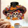 Customizable Cuttable Window Art Day of The Dead Clings, Halloween Top Hat Skull Static Sticker, Indoor Outdoor Glass Murals Colorful