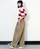 Deumakeu Side One-Pleat Leopard Real Wide Pants Camel