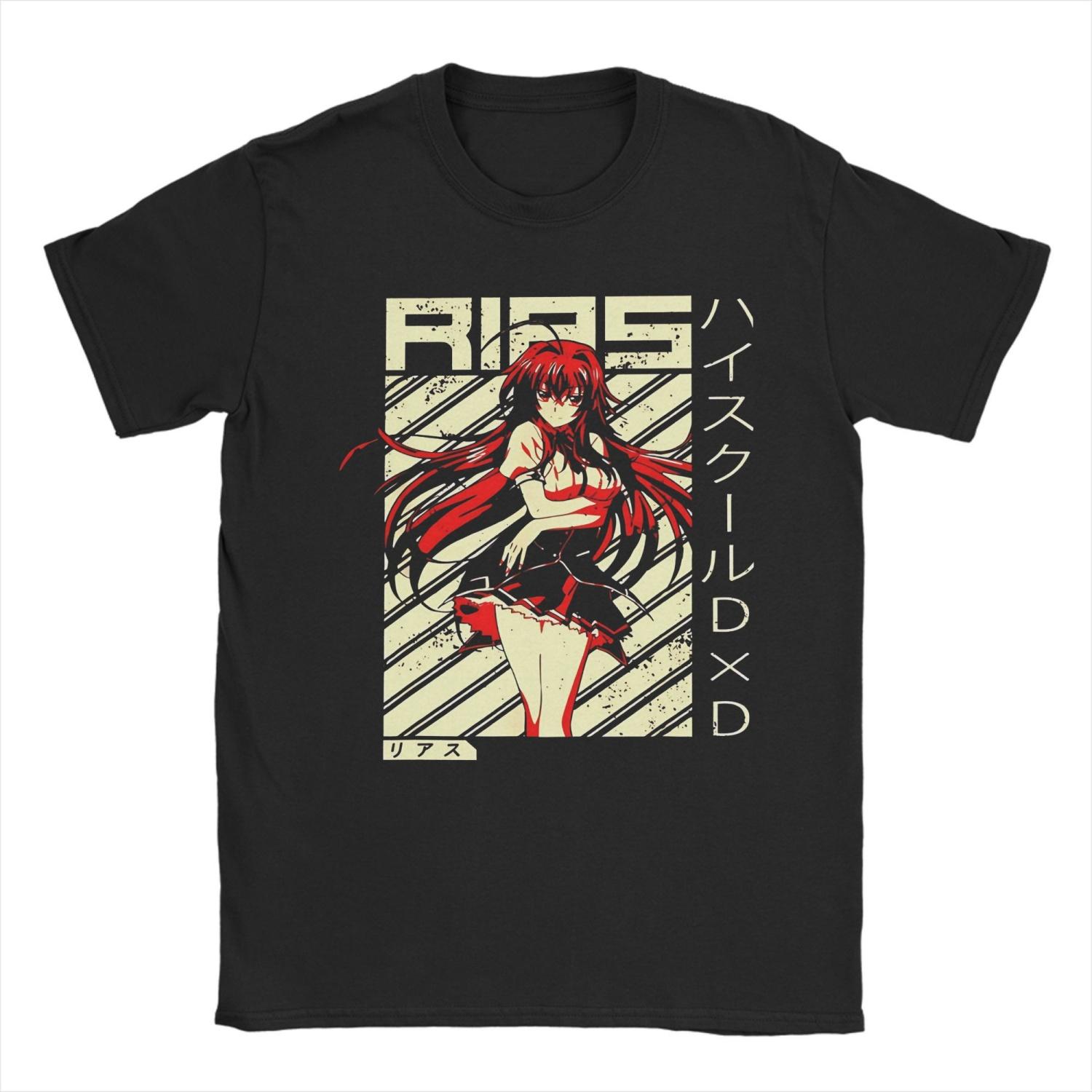 Уличная одежда High School DxD Забавная аниме DxD Риас Гремори Ретро футболка Мужская Хлопок Короткий рукав Риас Гремори Круглый вырез Летние топы S