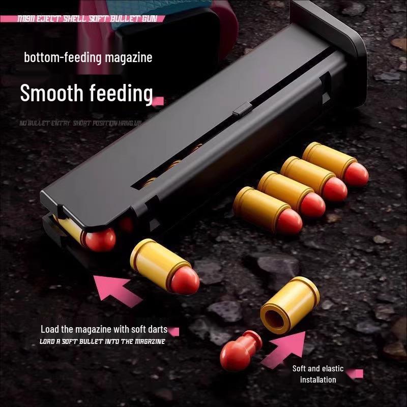 1911 Burst Fire Blowback Toy Gun: Soft Bullet Glock & Desert Eagle Style for Boys