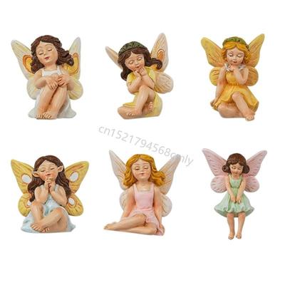 6pack Resins Fairies Statues Courtyards Garden Lawn Flower Pot Plugin Spring Garden Decoration Microscopic Landscape 6XDE