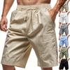 Heren Linnen Shorts Lichtgewicht Strand Casual Losse Pasvorm Middellang Trekkoord Taille Ontspannen Stijl Zomer Broek