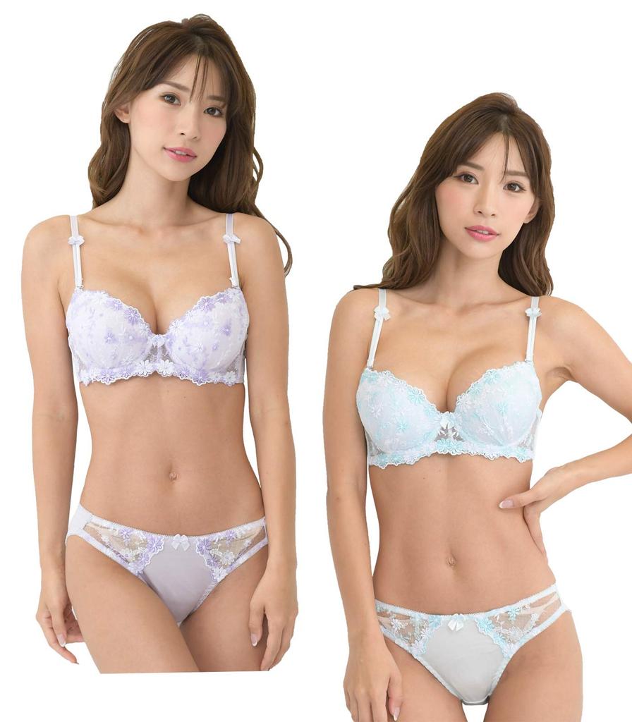 Smile Lala Blue Purple A70 Bra and Panty Set and In Two This Underwear Set Is Perfect for Smaller Busts and Petite This Cute Bra Features Floral Lace