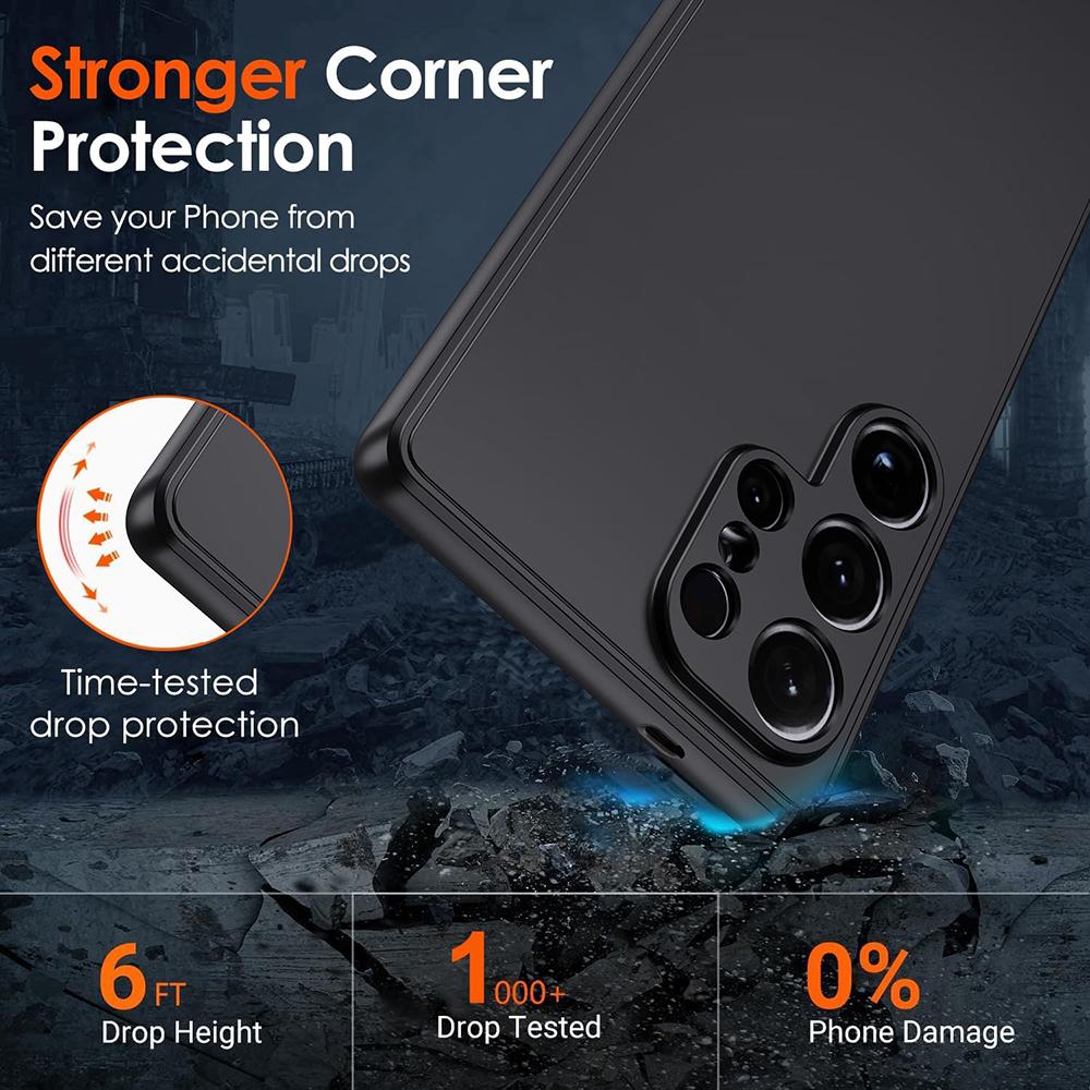 Custodia morbida in silicone opaco di lusso per Samsung Galaxy S25 S24 S23 Ultra FE Plus, cover solida nera smerigliata ultra sottile S 25 25+ S25U