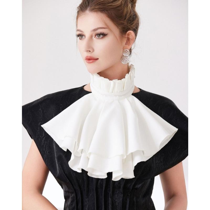 Elegant French Style Detachable Flouncing Collar With Layered Ruffle For Women Daily Outfit And Occasion
