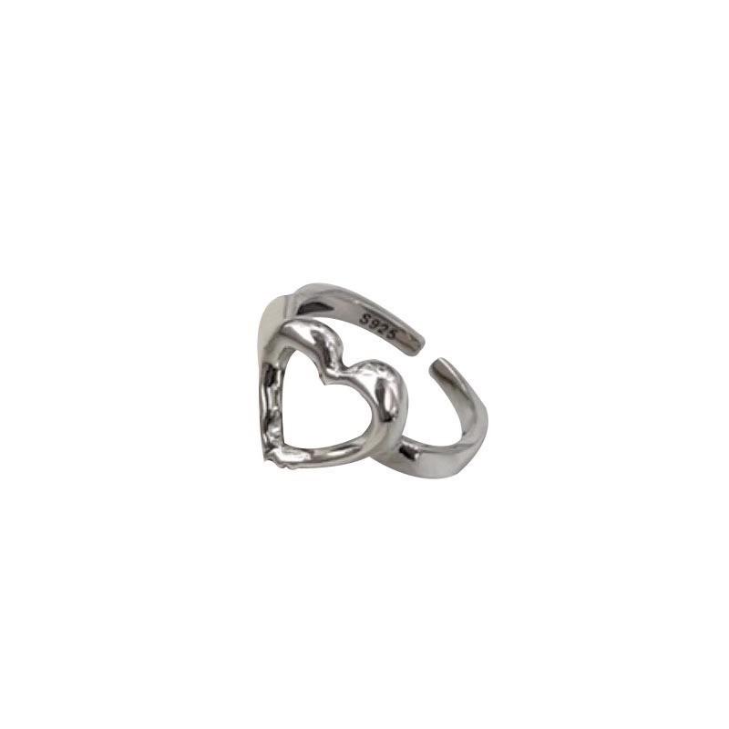 Trendy Heart Shaped Copper Ring For Women Adjustable Open Design Elegant Fashion Accessory