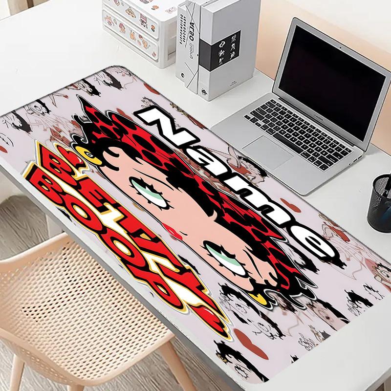 Custom Name Personalized Betty Boop Pattern Mousepad, Laptop PC Desk Mat, Decorative Desk Mat for Home Keyboard Pad Gift