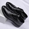 Summer new leather shoes men's high-end business casual shoes dress hollow breathable men's leather shoes men's invisible height increase