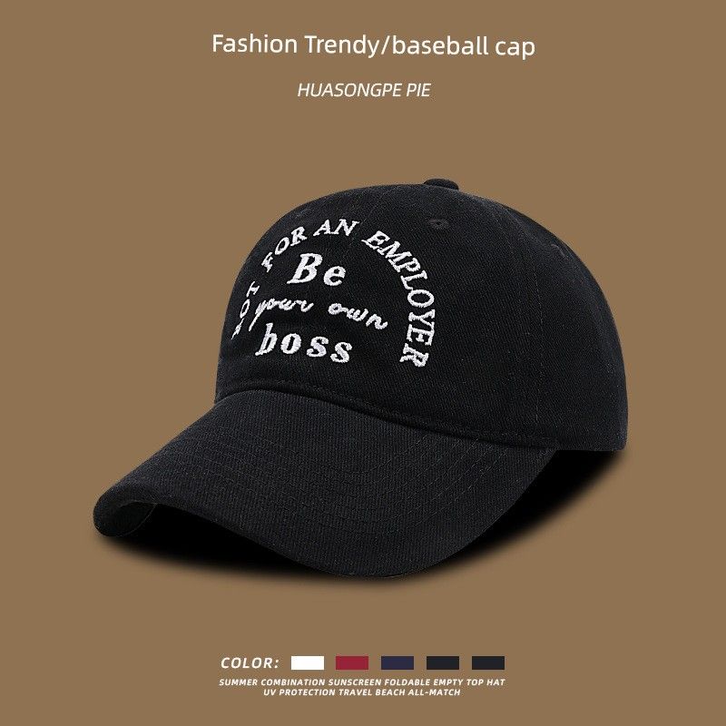 

Spring and Autumn New Arrival All-Matching Baseball Cap Children K-style Ins Couple Student Fashion Face-Showing Small Peak Cap Hat Men C1914 Embroider boss baseball cap Black Adjustable
