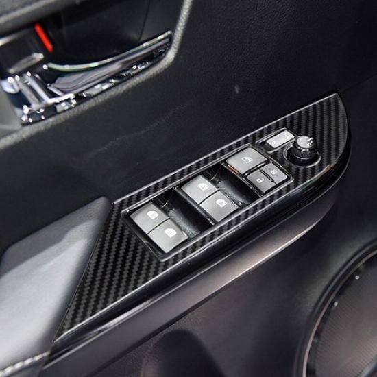 Carbon Fiber Interior Door Window Lift Switch Panel Cover For Toyota Hilux 15-21