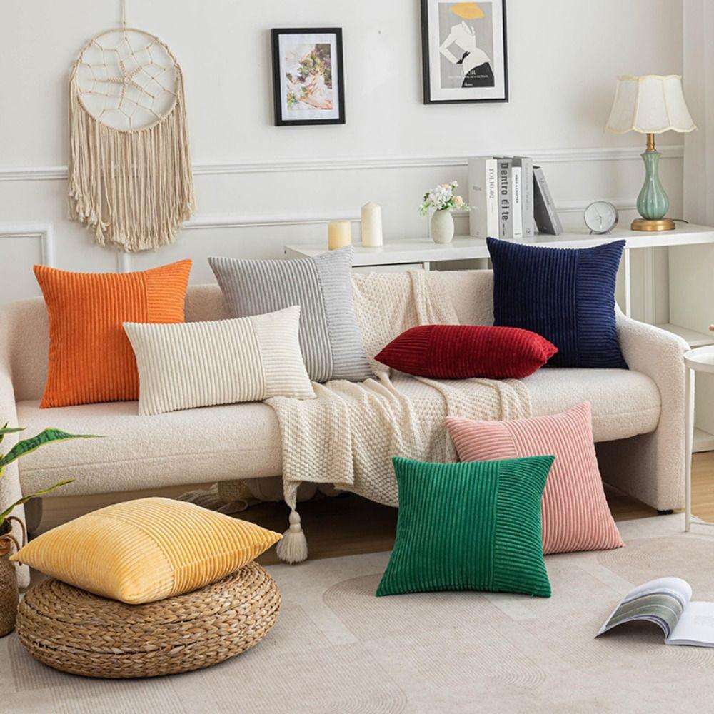 Multiple Sizes Throw Pillowcover Classic Cushion Cover Corduroy Pillowcase  Living Room/Office
