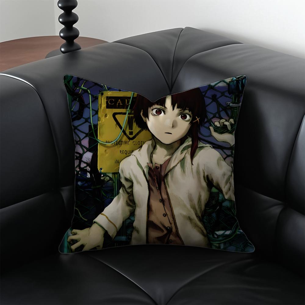 anime cyberpunk SSerial EExperiments LLain Cushion Cover Pillow Case Antidustmite Invisible zipper silky plush cushion
