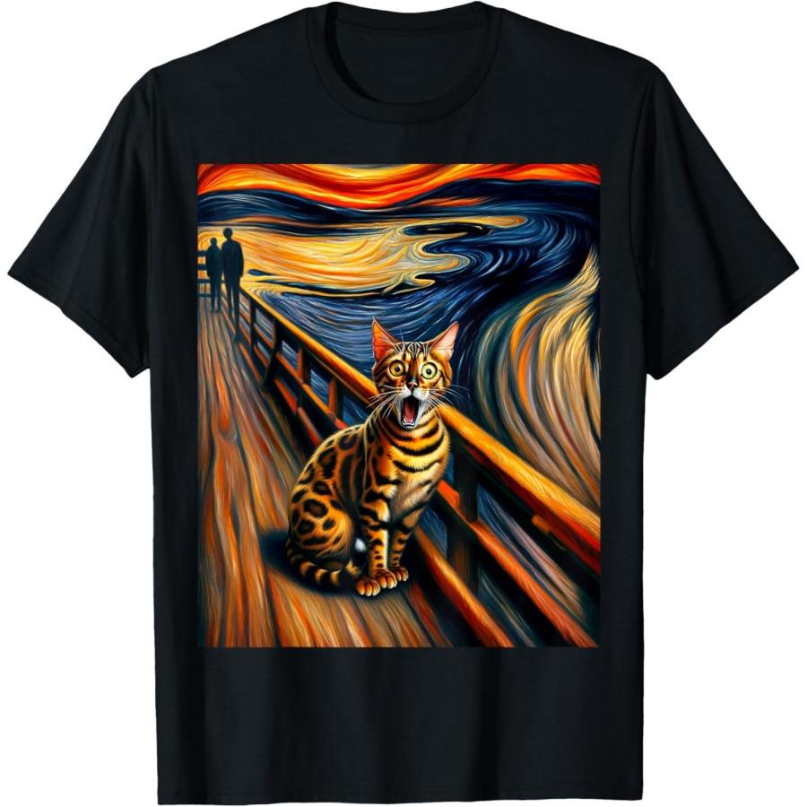Экспрессионистский Художественный Бенгальский Кот _ Художественная Футболка с Бенгальским Котом XXXXXL чёрный