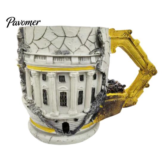 Excavator Mug for Coffee Creative Shape Mug, with Ergonomic Handle, Resin Retro Texture Drinkware, Novelty Birthday Gift Him 450ml Capacity,