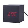 Digital Wooden Cube Modern Led Thermometer Timer Calendar Desk Alarm Clock