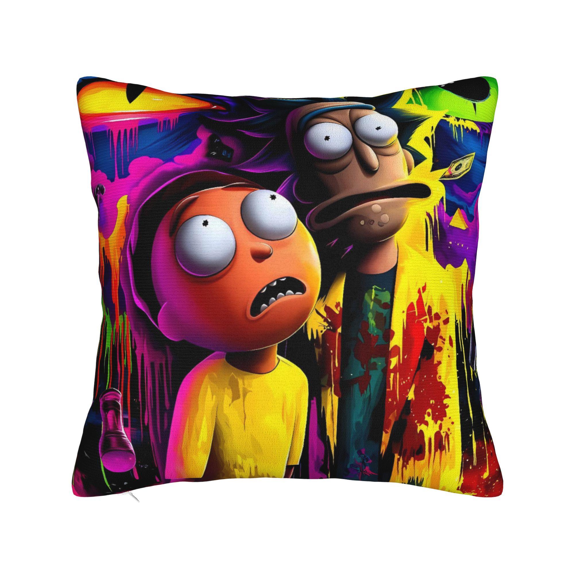 

Ricked and Mortys Pillow Cover Soft Cushion Cover Funny Pillow Case For Sofa Home Decoration 20x20Inch