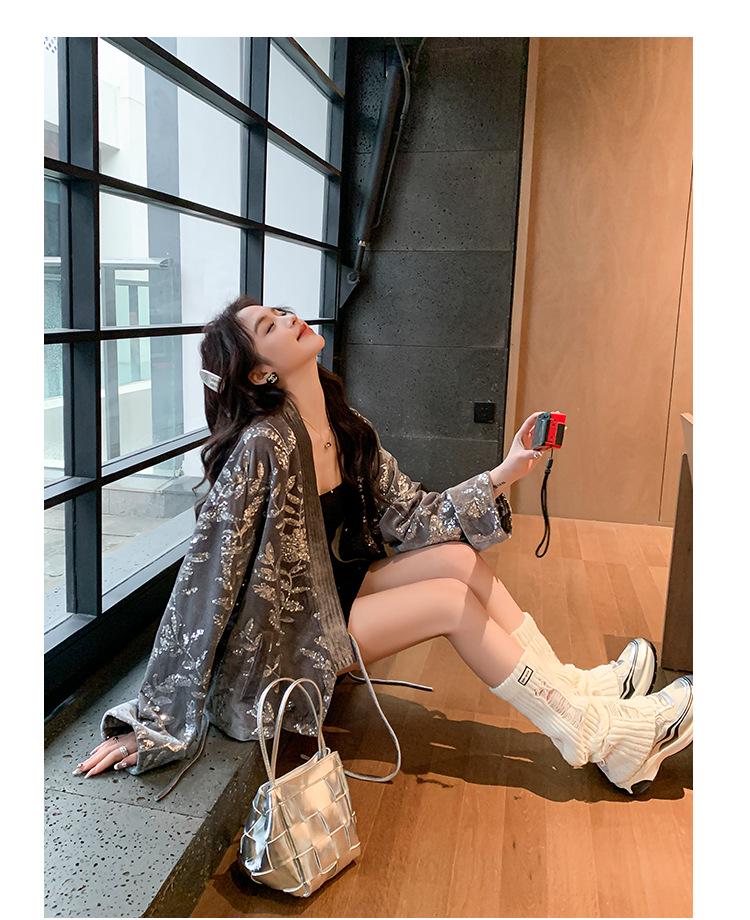 Japanese-Chinese Fusion Sparkling Printed Jacket - Autumn Luxury Long-Sleeved Trend