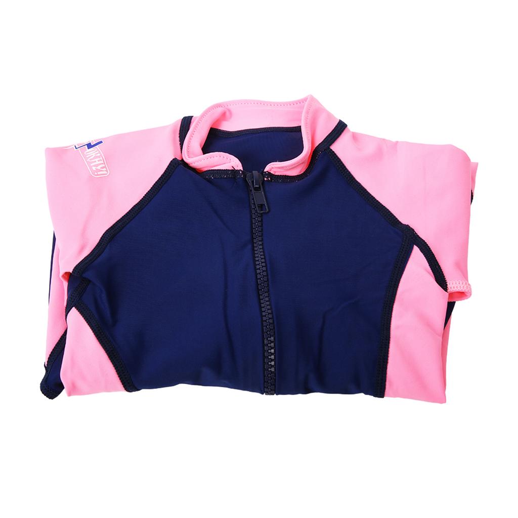 Children One Piece Diving Suit Long Sleeve Fast Dry Swimwear Snorkeling Wetsuit(female Dark Blue XXL)