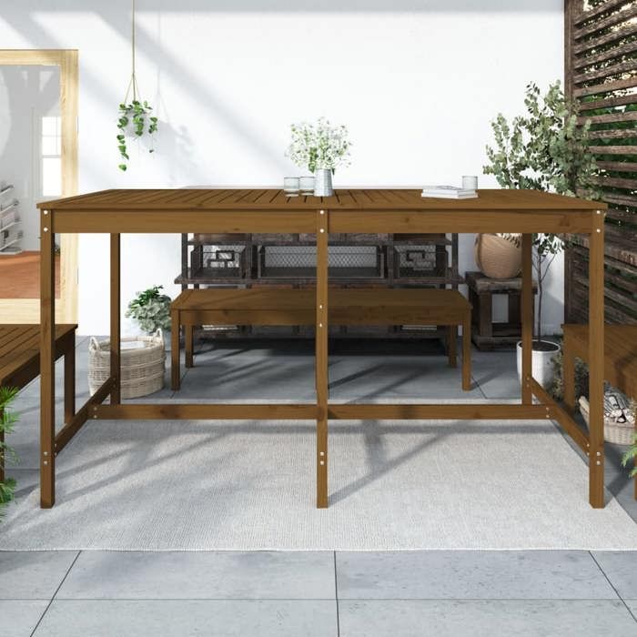 VidaXL Table de jardin marron miel 203,5x90x110 cm bois massif de pin 824105