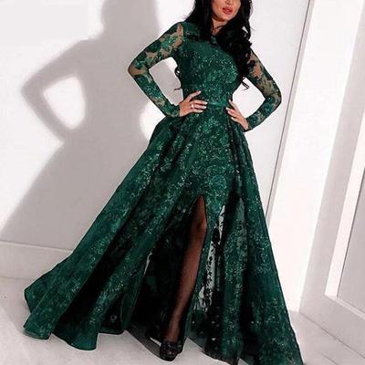 2025 Elegant Gold Embroidered Women's Long Sleeve Dress - Sexy Hip-Wrapped Spring/Summer