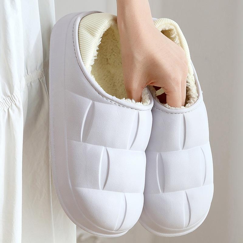 Autumn and Winter Cotton Shoes Warm and Waterproof Home Petals Female Couple Thick-soled Bag and Outer Wear Velvet Thickened Confinement Slippers