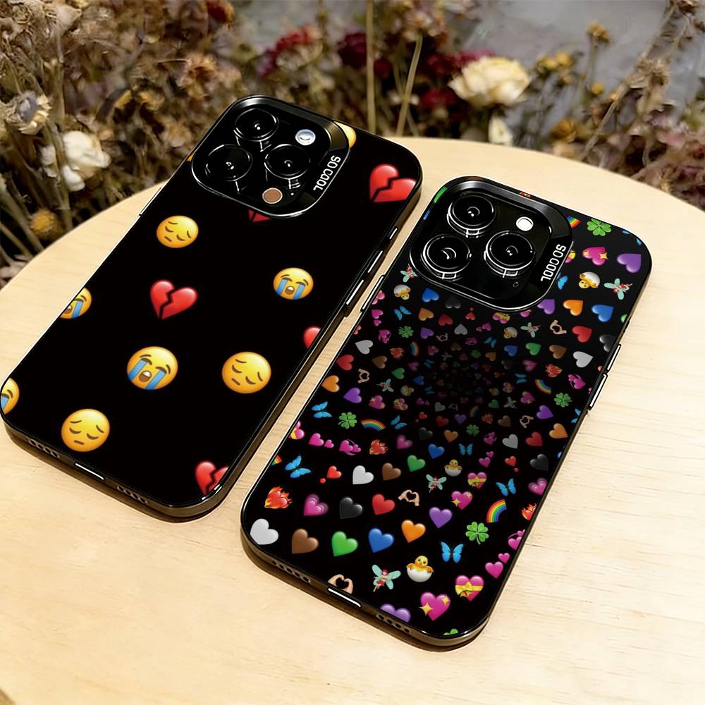 Funny emoji Phone Case For iPhone 17,16,15,14,13,12,11 Plus,Pro Max,XS,Colored Silver Plated Inside Cover