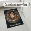 Forest Theme Soft Crystal Velvet Rug Custom Name & Text Print Non Slip Floor Rug for Bedroom Living Room