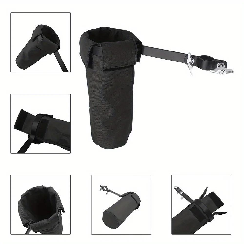 Drumstick Tube Bag Black Cylindrical Drumstick Holder Oxford Cloth Metal Clip Sturdy Percussion Drum Instrument Accessories