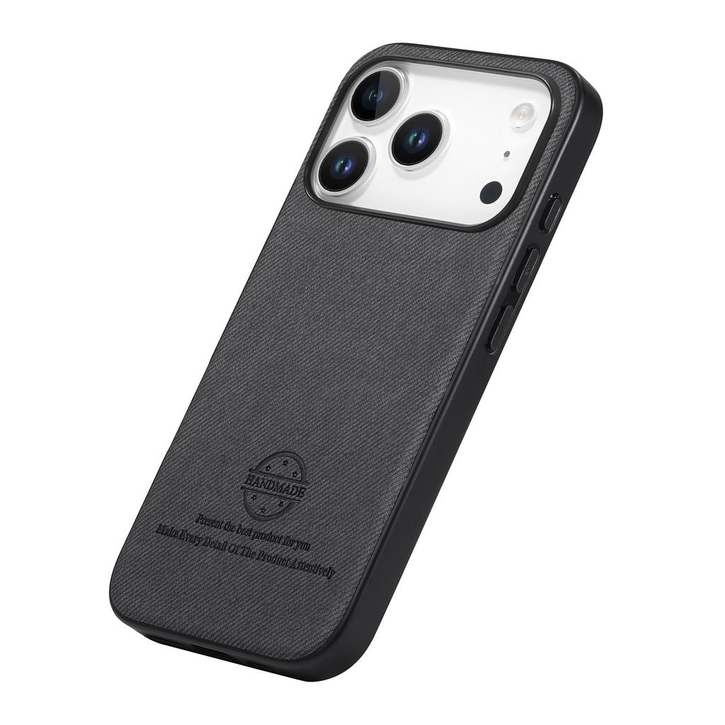 Kožený zadní kryt na telefon pro iPhone 17 Pro s textilní texturou