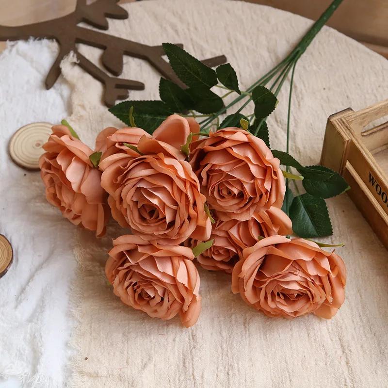 

Искусственные цветы шелковые оранжевые розы Тысяча слоев пучок украшение для дома, ресторана, отеля поддельный цветок свадебная имитация розы