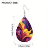 Fashion Color PU Faux Leather Earrings for Women Double-sided Print Abstract Flower Leather Pattern Tears Earrings Elegant Trendy Earrings Jewelry