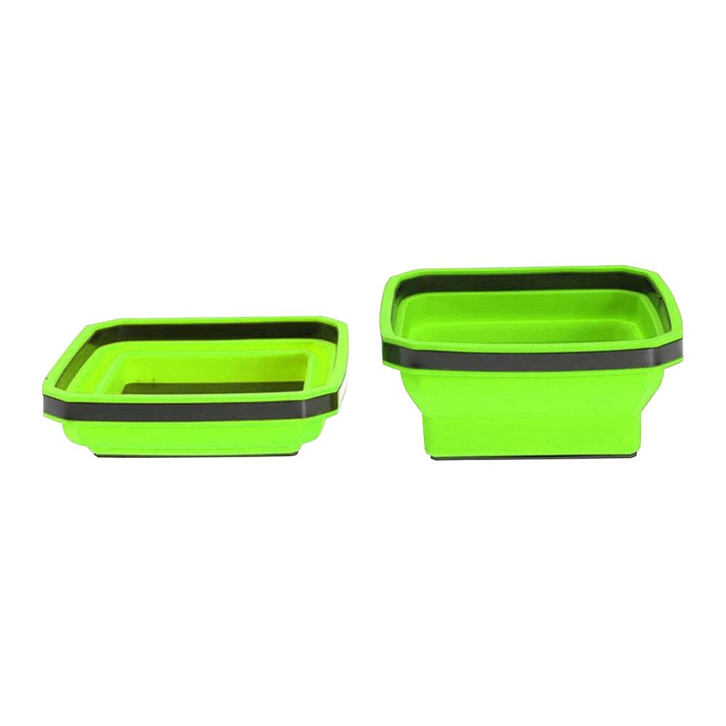 Silicone Foldable Magnetic Square Parts Storage Tray, Strong Magnetic Folding Storage Box