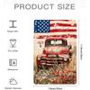 1 piece: Vintage American red truck tinplate painting with American flag background, nostalgic car decorative painting, living r