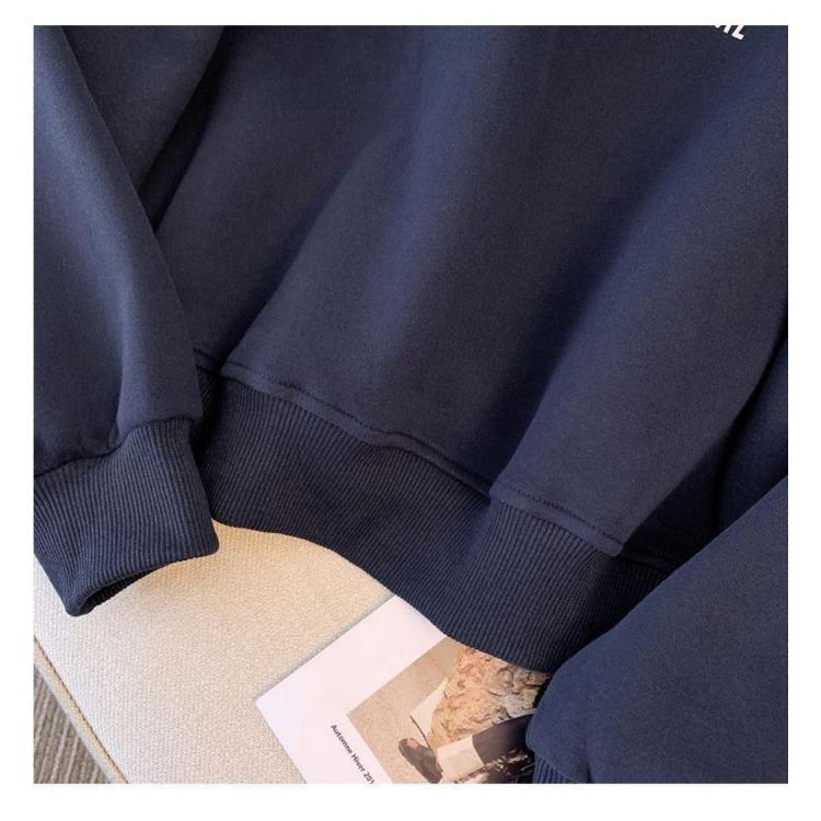 Fashion Women Streetwear Polo Collar Hoodie Sweatshirt Long Sleeve Pullover Jumper Letter Printing Tops
