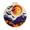 Halloween Needle Felting Kit Beginner Felt Craft Set DIY Felt Painting with Faux Wool Needle Frame Stamped Fabric for Adults Handcraft Lovers