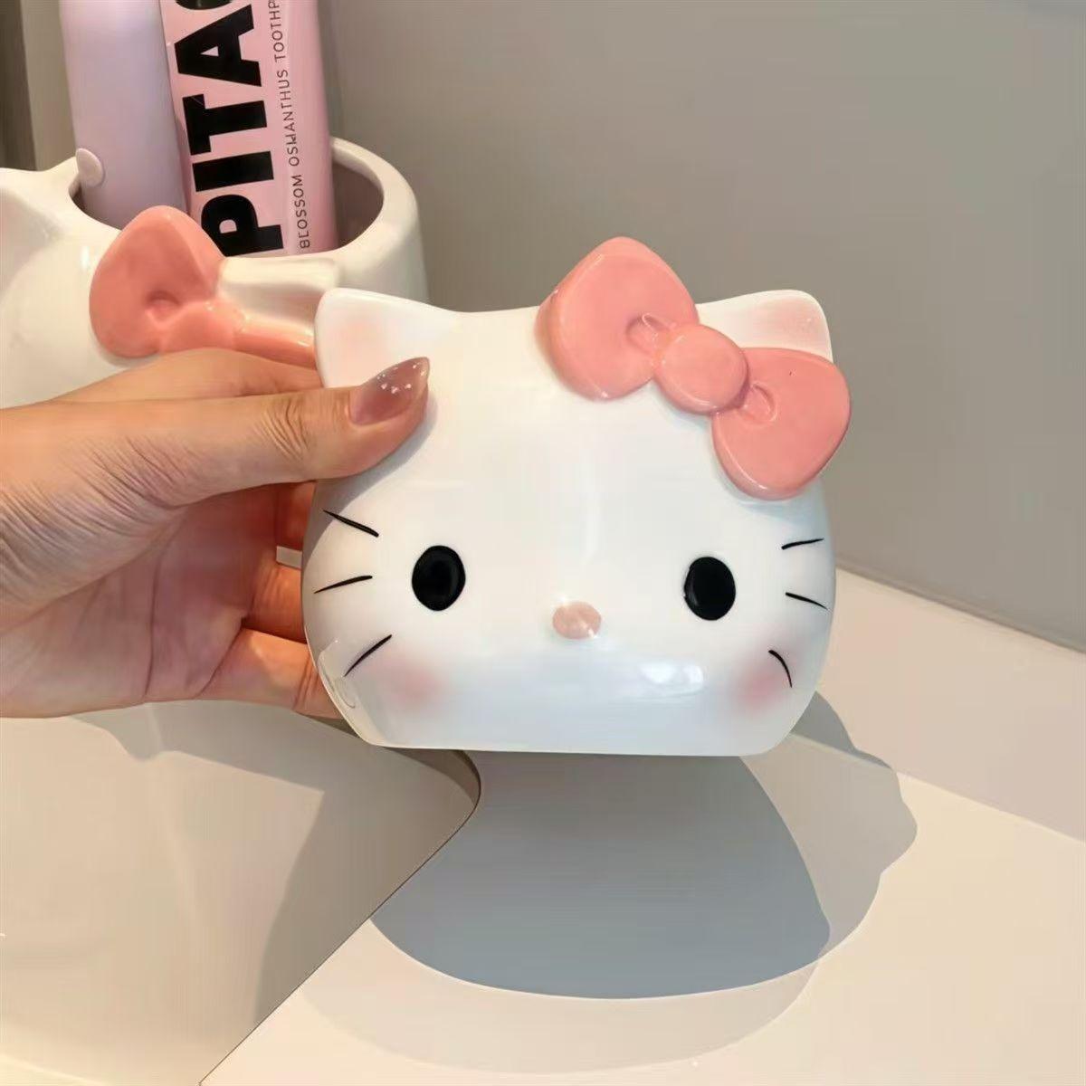 Anime Sanrios Kitty Creative Office Desktop Organizer Kt Cat Cute Multi-Functional Pen Holder Y2K Cosmetic Storage Box