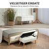 Upholstered Storage Bench, Velvet-Look Fabric Cover, Wooden Legs, for Living Room, Bedroom, Hallway, 80 x 35 x 42 cm, White