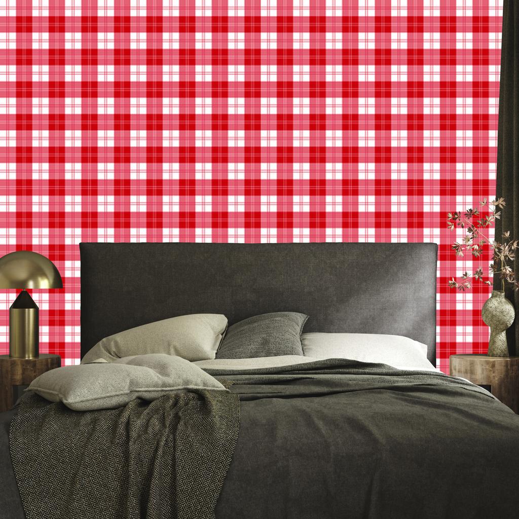 Red Checkered Wallpaper Coral and Red for Living Room and Bedroom 50x1000