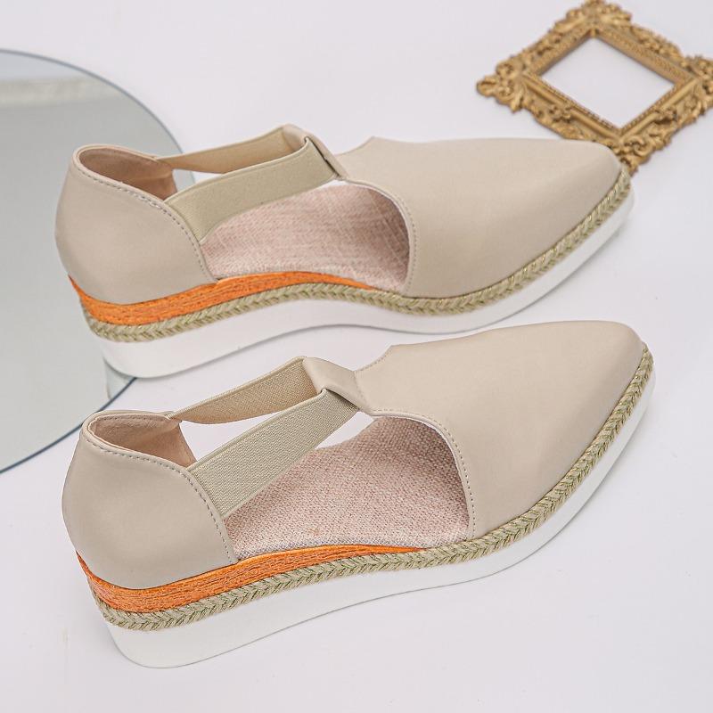 Fashion Plus Size New Summer Sandals Women's Shoes Baotou Waterproof Straw Weaving Hemp Rope Lightweight Super Soft Wedge Shoes