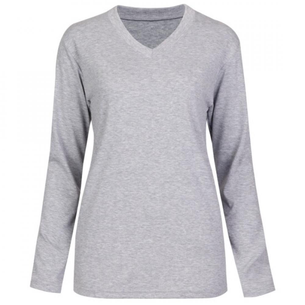 Shop Women SofT V Neck Inner Long sleeVe T shirT Dai Wsh 1111 Grey