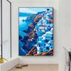 Greek Island Coastal Blue Sea Art Poster Classical Santorini Landscape Print Greece Seascape Canvas Painting Mediterranean Decor