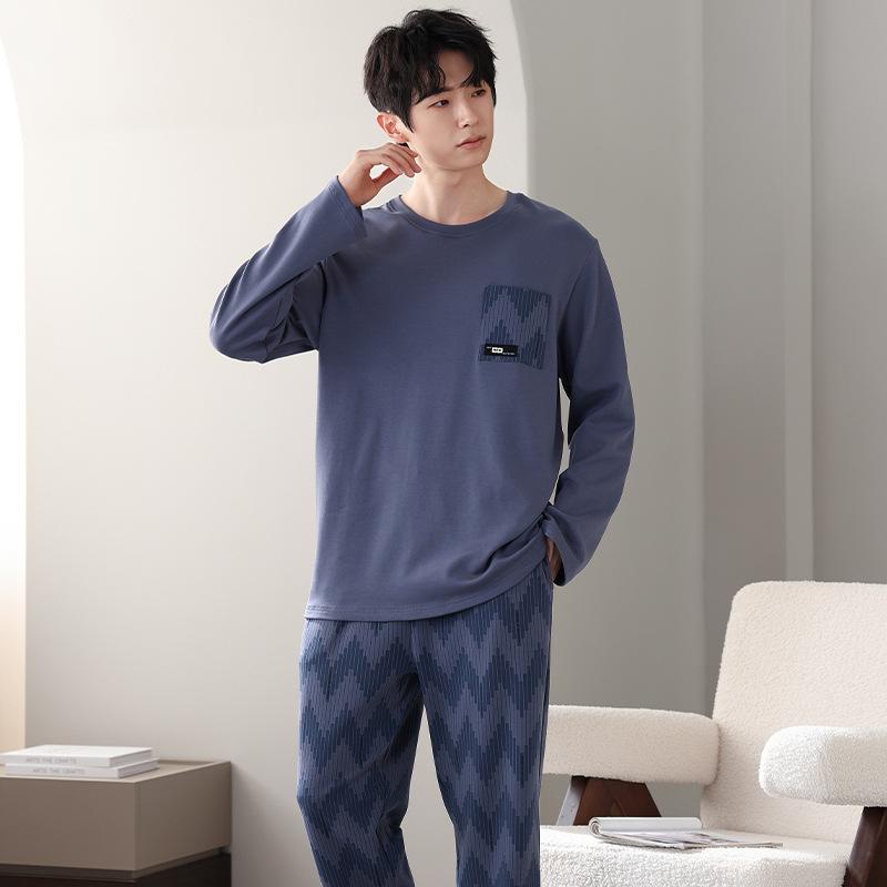 Pure Cotton Pajamas Men'S Spring And Autumn Simple Casual Sports Style Cotton Long-Sleeved Trousers Loungewear