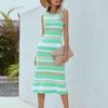 Ladies Casual Fashion Sexy Comfortable Cool Sleeveless Striped Knitted Dress