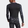 Adidas Techfit Allover Print Tee Logo Long Sleeve T-Shirt Men Tops Dark-Blue HS9797