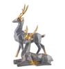 Resin Deer Showpieces For Home Décor, Hiran Statue, Grey & Golden - 8.5 Inch