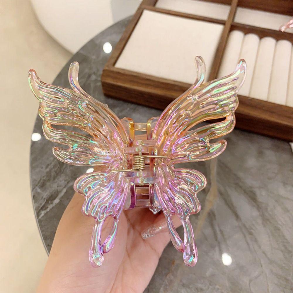 Colorful Liquid Butterfly Hair Claw Claw Clip Acrylic Butterfly Crab Clip Headwear Hair Accessories Large Shark Clip Women