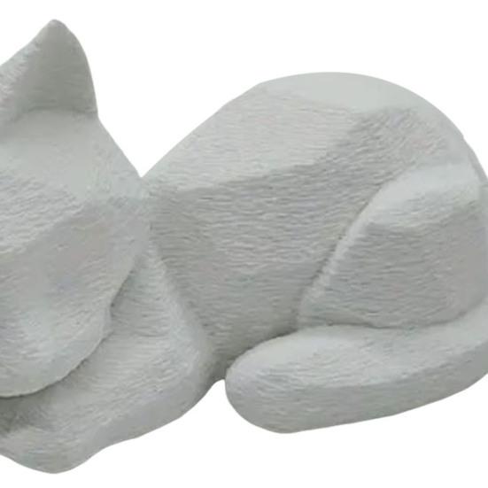 Estátua de Gato Dormindo, Miniatura de Gato Fofa para Mesa Estante, Decoração Geométrica Moderna Impressa em 3D Presente para Amantes de Gatos