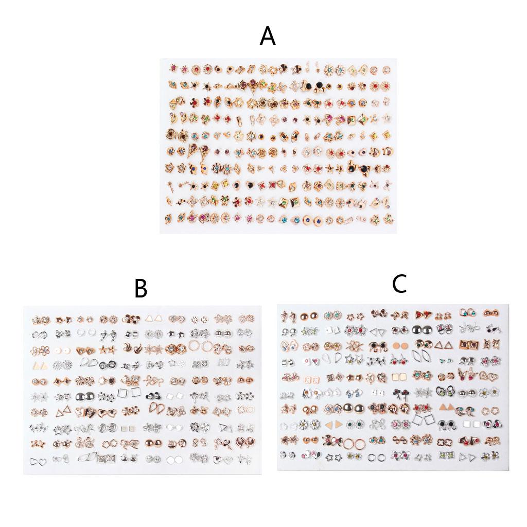 100 Pairs Assorted Styles Plastic Stud Earrings Set Surprise Gift for Girlfriend