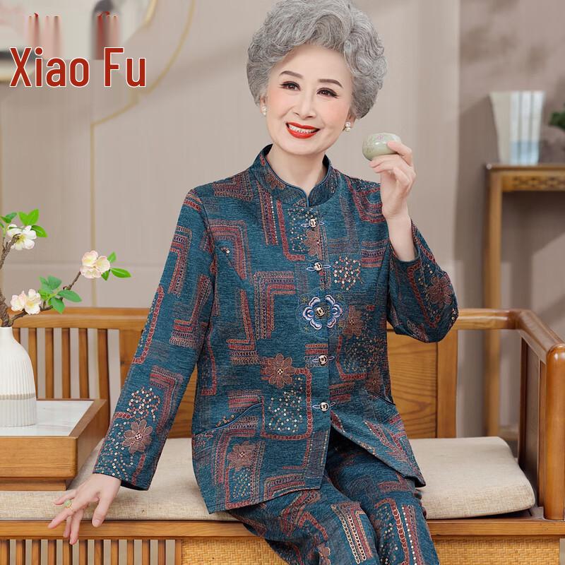 Elderly Women's Autumn Long-Sleeve Stand-Up Collar Top